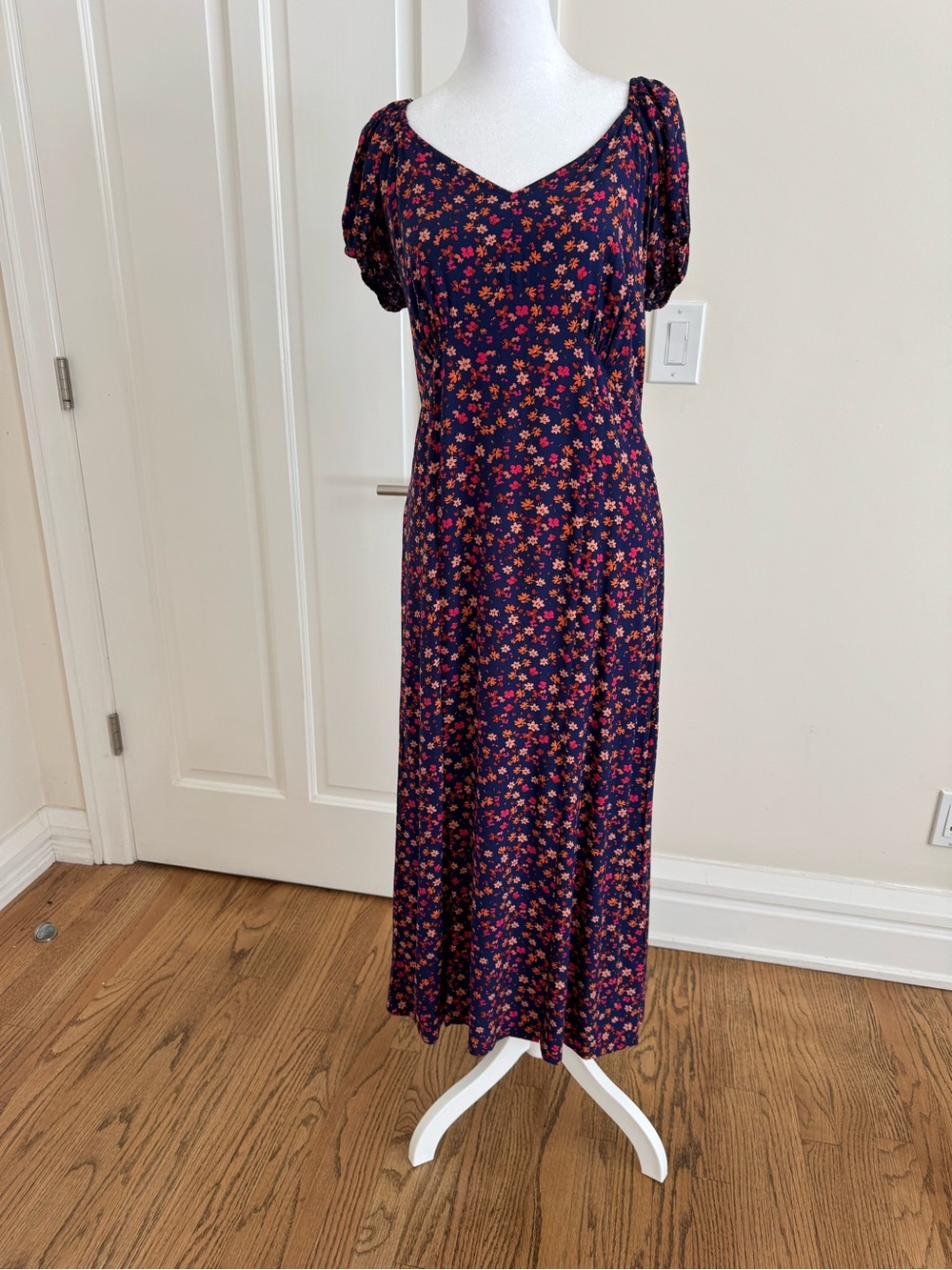 Joe Browns Navy Maxi Dress with Pink & Orange Floral Print